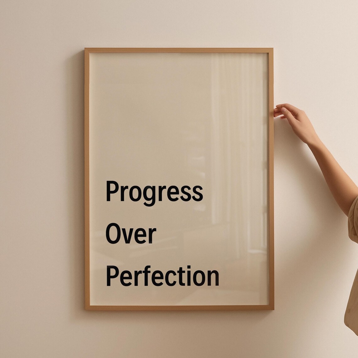 Progress Over Perfection Black Motivational Quote Wall Decor Poster
