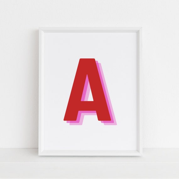 Retro 3D Letter A Monogram, Baby Letter Art