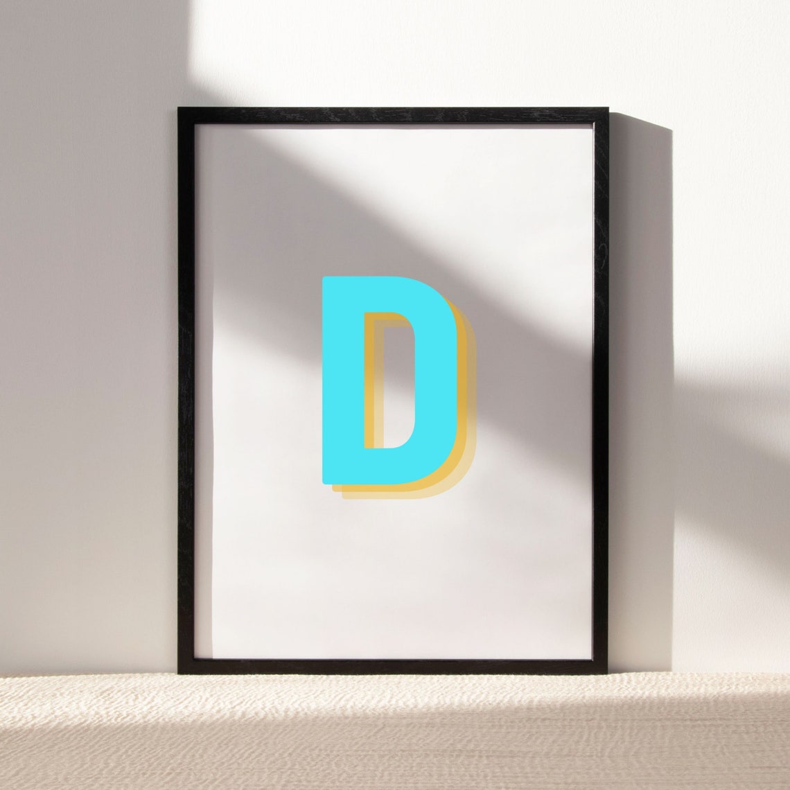 Retro 3d D Letter Print Monogram Letter Print Alphabet D Print Baby Initial Wall Print Wall Art - Image 5