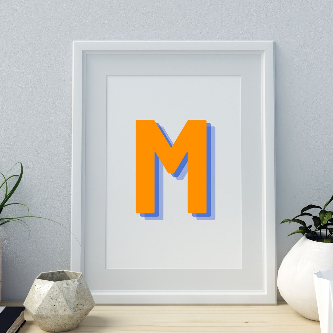 Retro 3D Letter M Monogram Poster Print - Image 4