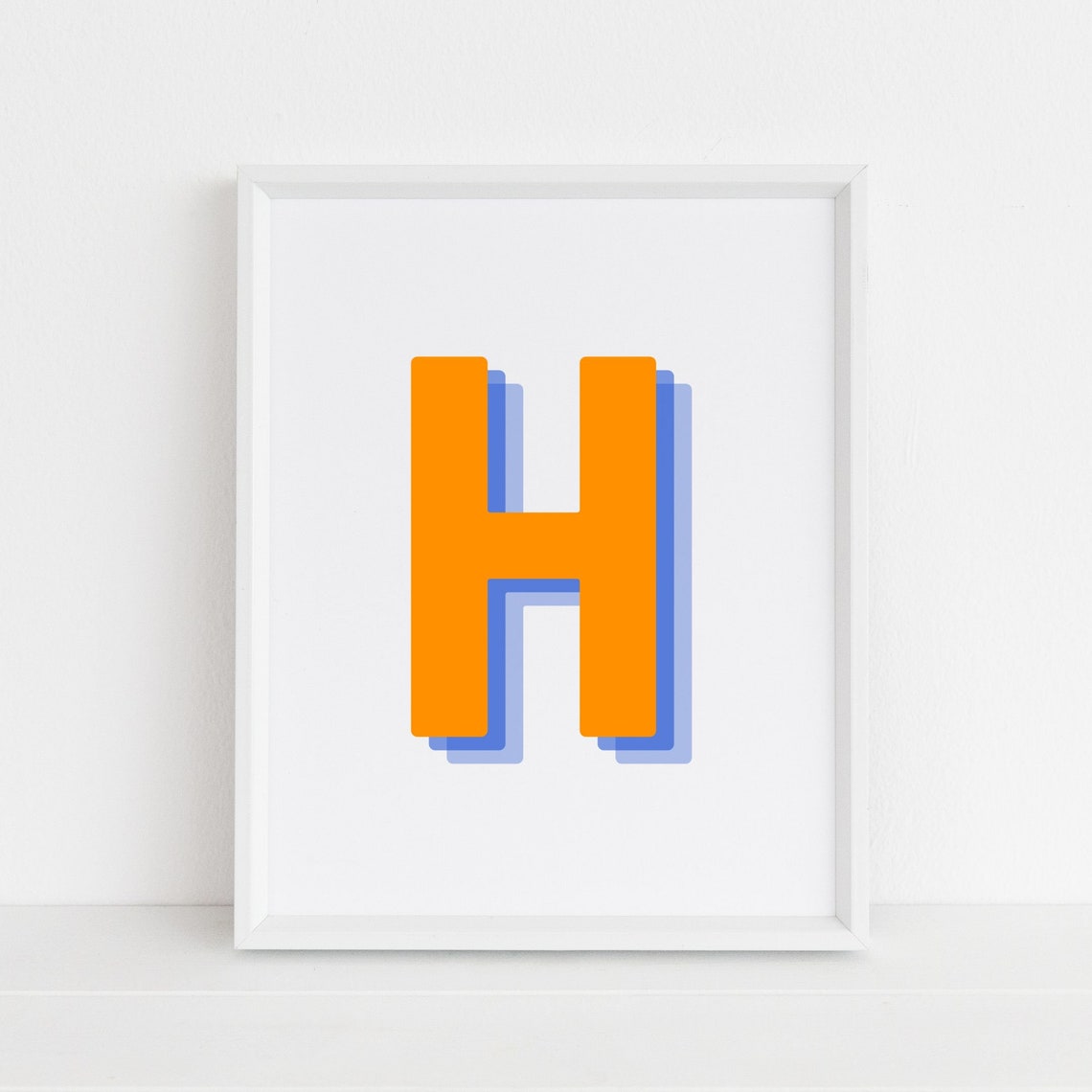 Retro 3D Letter H Monogram Art Print