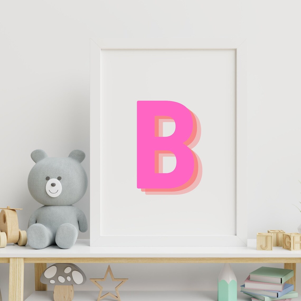 Retro 3D Letter B Art Print, Monogram Alphabet - Image 3