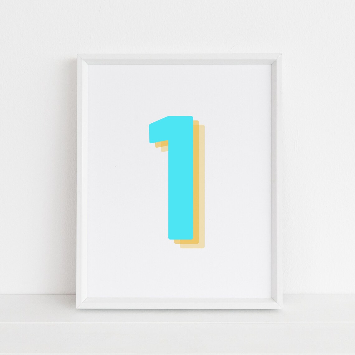 Retro 3D Neon Blue Number 1, Birthday Age Print