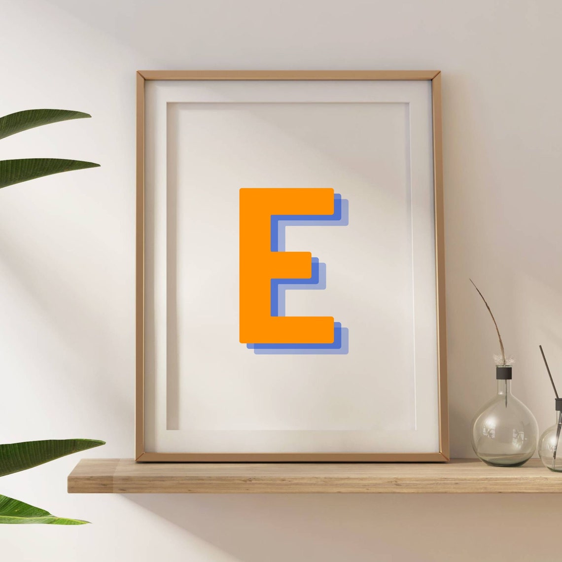 Retro 3D Letter E Monogram Art Print - Image 5