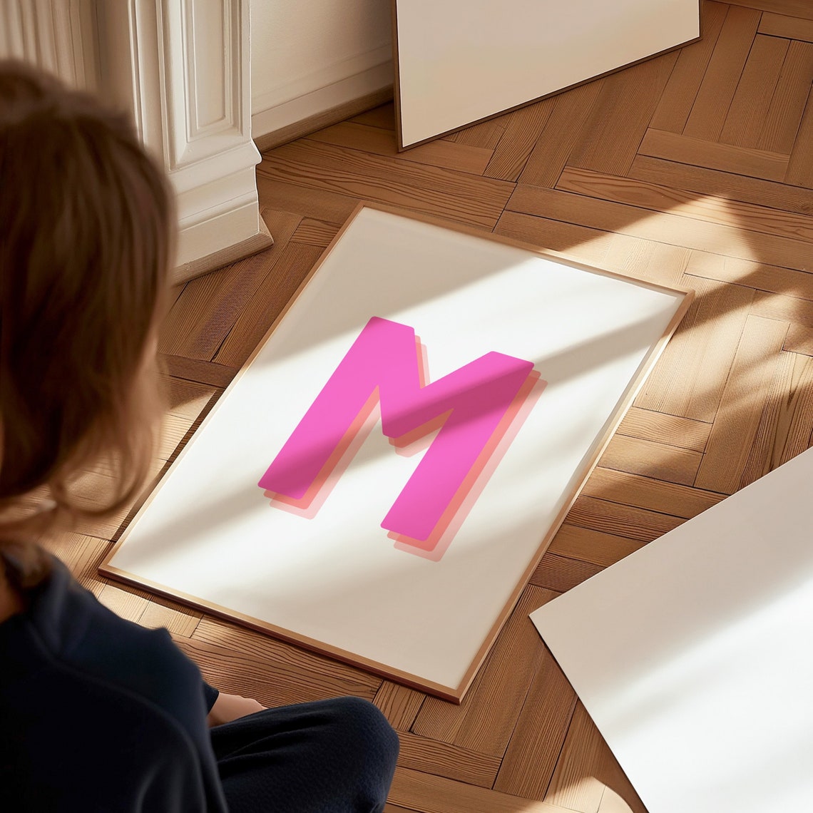 Personalised 3d Letter Print Gift For Friend Custom Alphabet Print Colourful Initials Print Personalised Initial Poster Pink Letters - Image 2