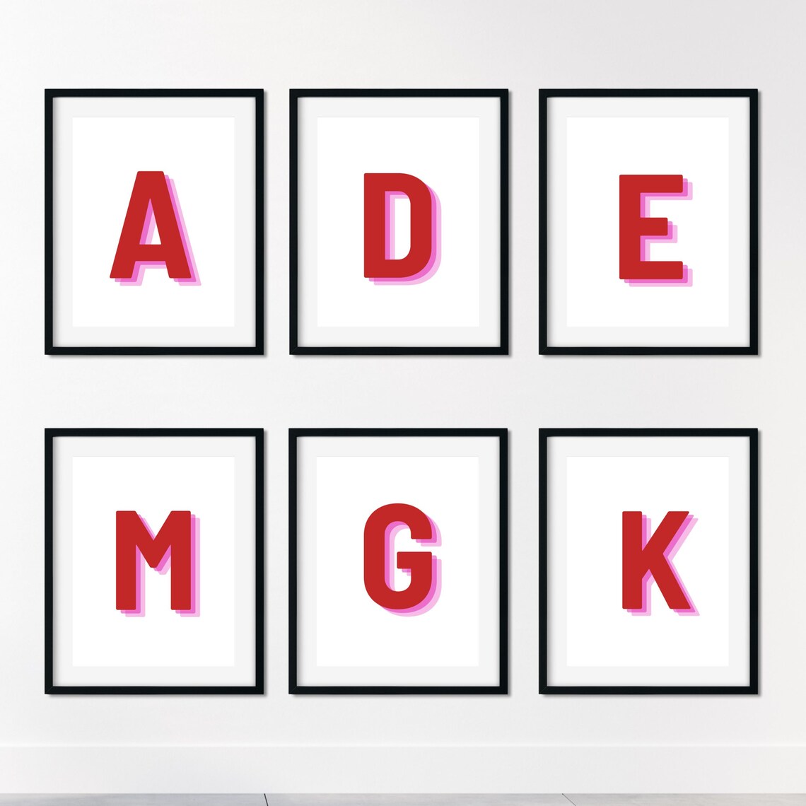 Retro 3D Letter E Monogram, Alphabet Art Print - Image 2