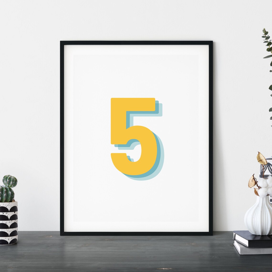 Retro 3D Number 5, Birthday Age Art Print - Image 5