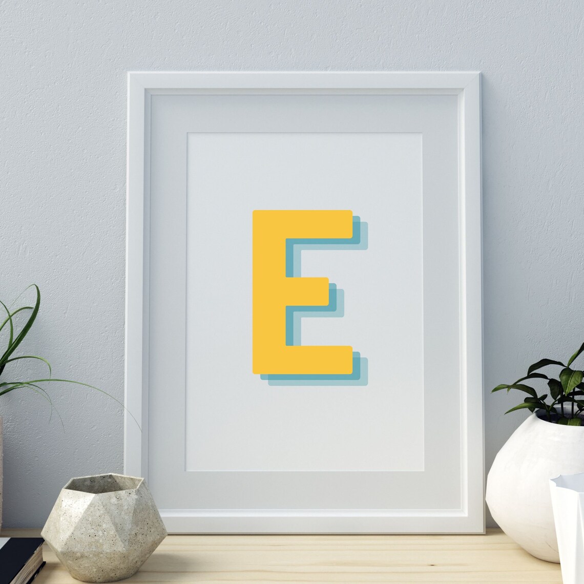 Retro 3D E Letter Monogram, Alphabet Print - Image 3