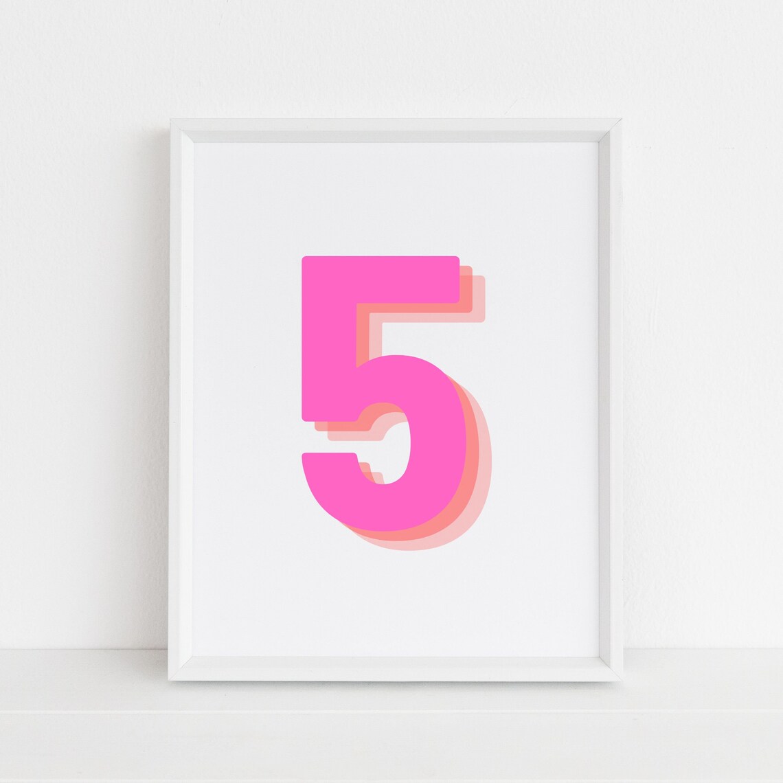 Retro 3D Number 5, Monogram Number Five Art Print