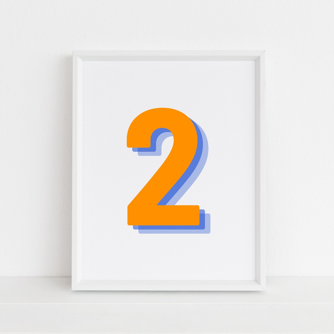 Retro 3D Number 2 Poster, Monogram Birthday Age