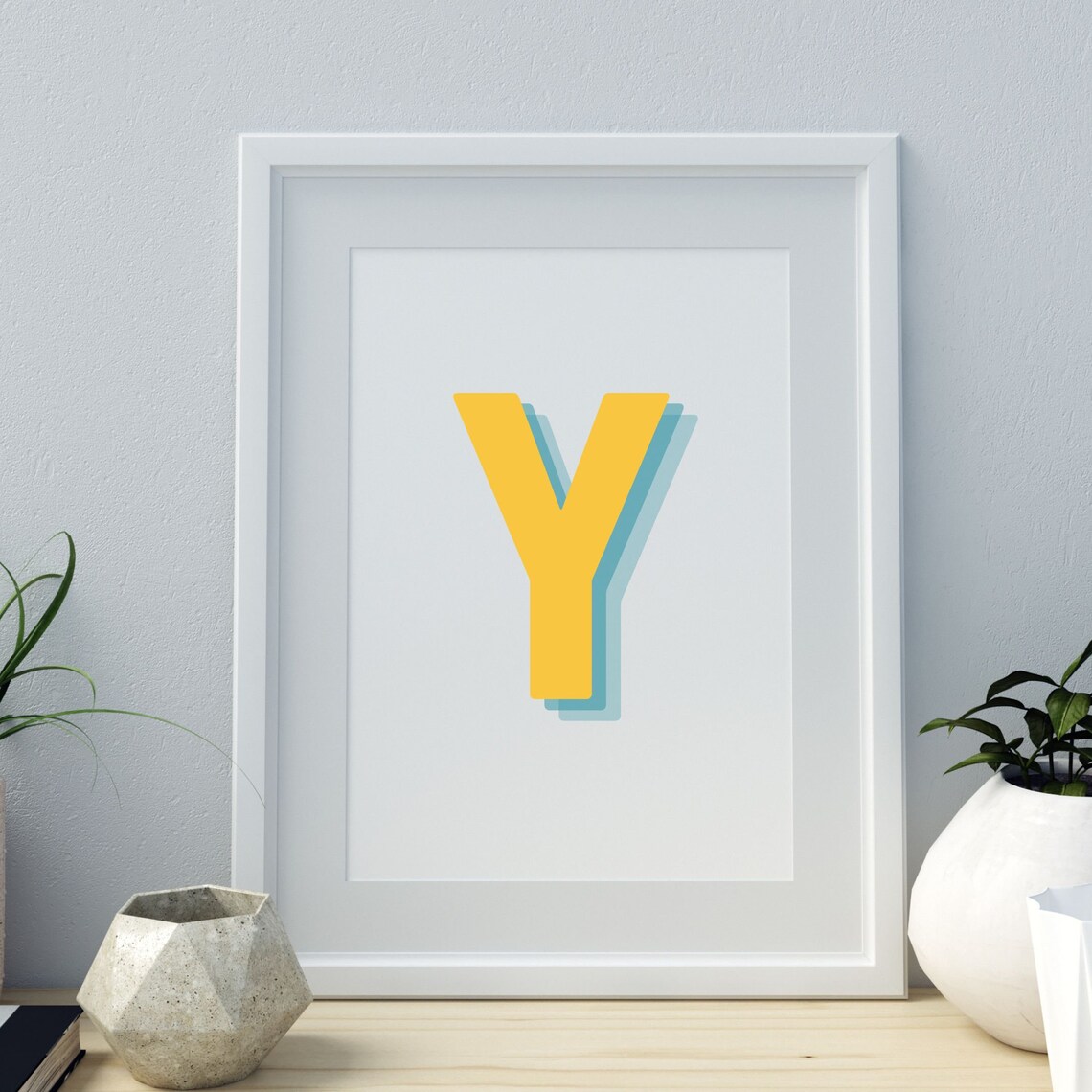 Retro 3D Y Letter Monogram Print, Baby Initial - Image 4