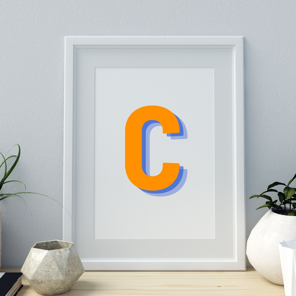 Retro 3D Letter C, Monogram Initial Poster - Image 3