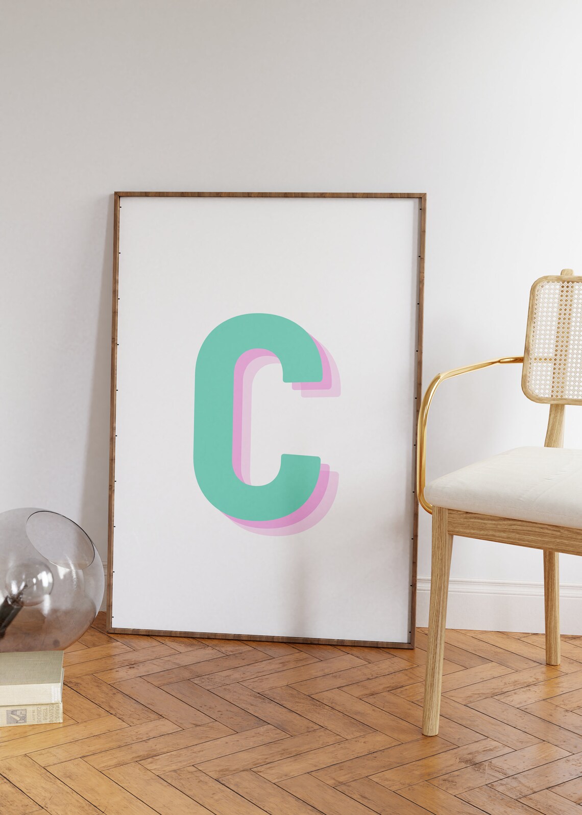 Retro 3D Letter C, Monogram Alphabet Print - Image 4