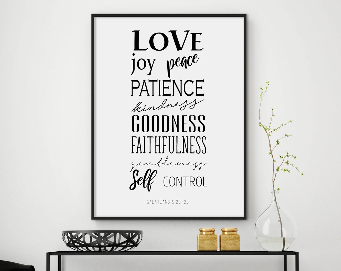 Fruits of the Spirit Love Joy Peace Galatians 5 22 Bible Verse Poster