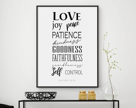 Fruits of the Spirit Love Joy Peace Galatians 5 22 Bible Verse Poster