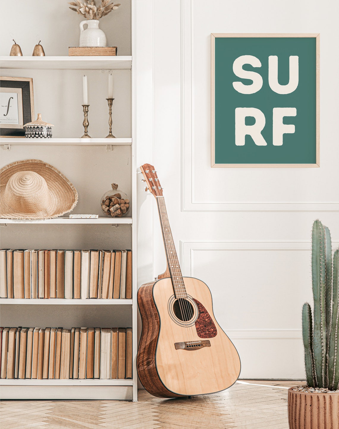 Surf Split Block White on Teal Framed Poster for Boys Bedroom Wall - Image 3
