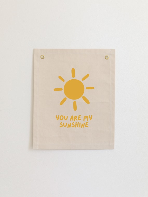 You Are My Sunshine Happy Sun Canvas Flag Wall Art for Kids Room