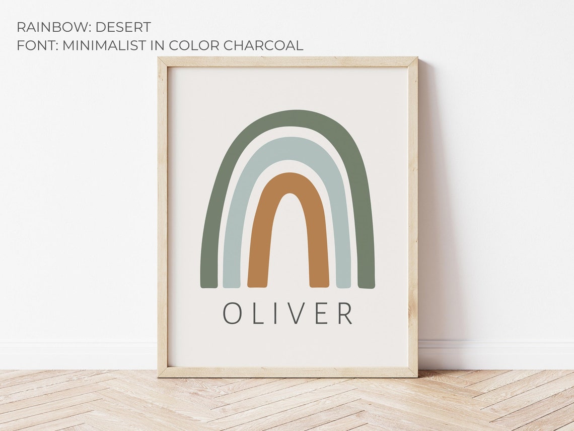 Personalized Nursery Rainbow Nursery Decor Neutral Rainbow Boho Nursery Decor Neutral Girl Nursery Decor Baby Name Print - Image 3