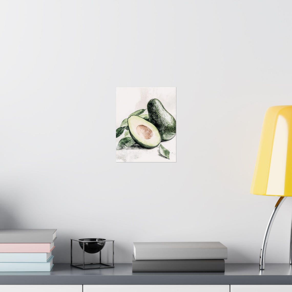 Avocado Pair One Halved Watercolor Botanical Food Artwork Poster - Image 3