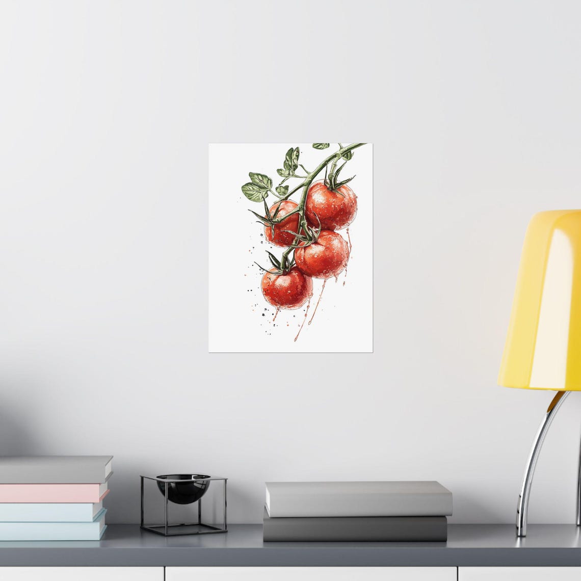 Tomatoes On The Vine Watercolor Drip Kitchen Wall Decor Poster - Image 2