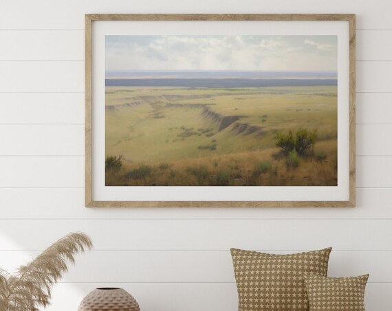 Prairie Valley Impressionist Painting Vintage Landscape Western Decor Art Gallery Wall Art Instant Wall Art