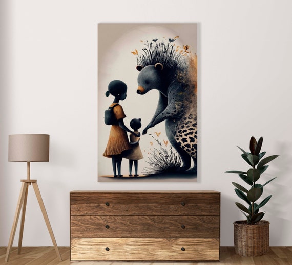 Contact With Wildlife Illustration Poster Set Of 1 Image Room Art Decor Black Women Empowerment Womens Day Afroamerican Women Art