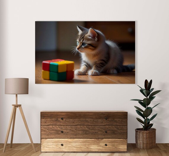 Cute Kitty Cat Posing Poster Set Of 1 Image Home Art Decoration Cute Kitten Illustration Pets Lovers