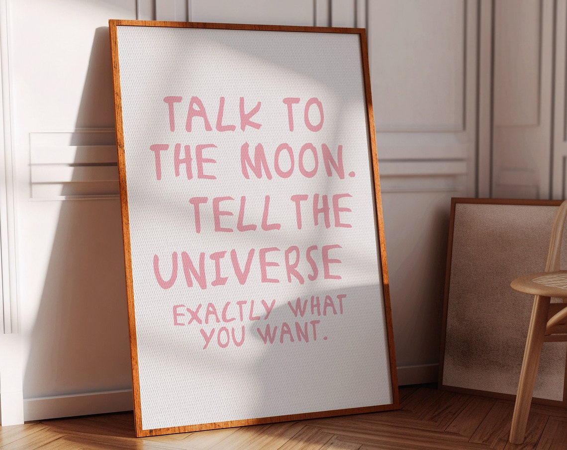 Talk To The Moon Print Retro Trendy Dorm Decor