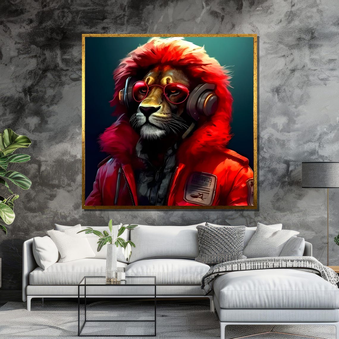 Stylish Lion Painting Art Majestic King Of The Jungle In Trendy Outfit A Bold And Unique Wall Decoration - Image 6