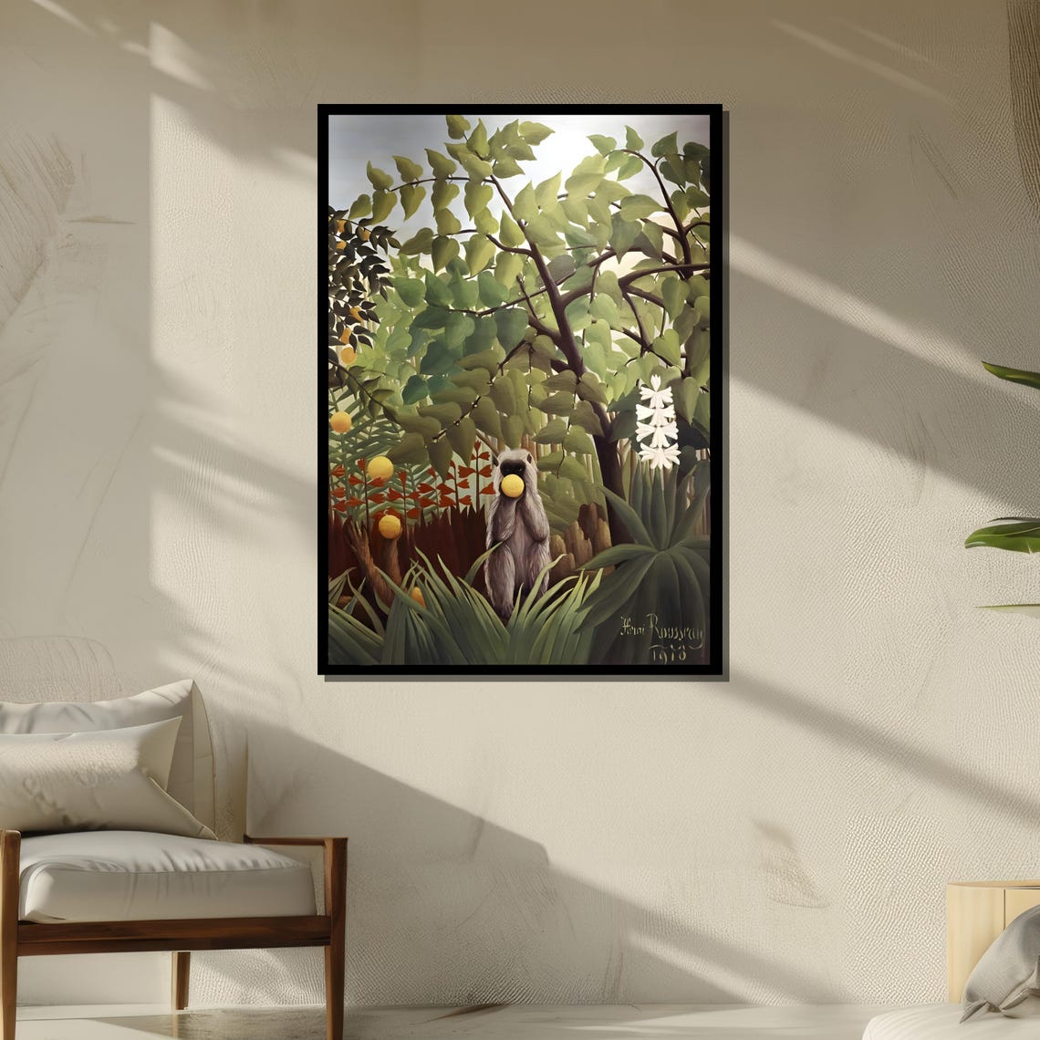 Henri Rousseau Exotic Jungle Monkey Eating Fruit 1910 Art Poster - Image 5