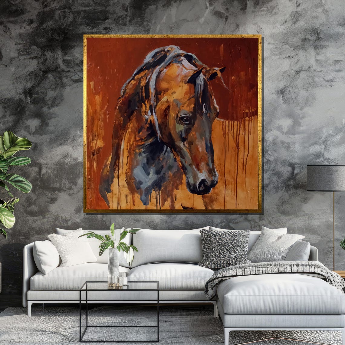 Rustic Burnt Orange Horse Head Abstract Poster for Western Decor - Image 6
