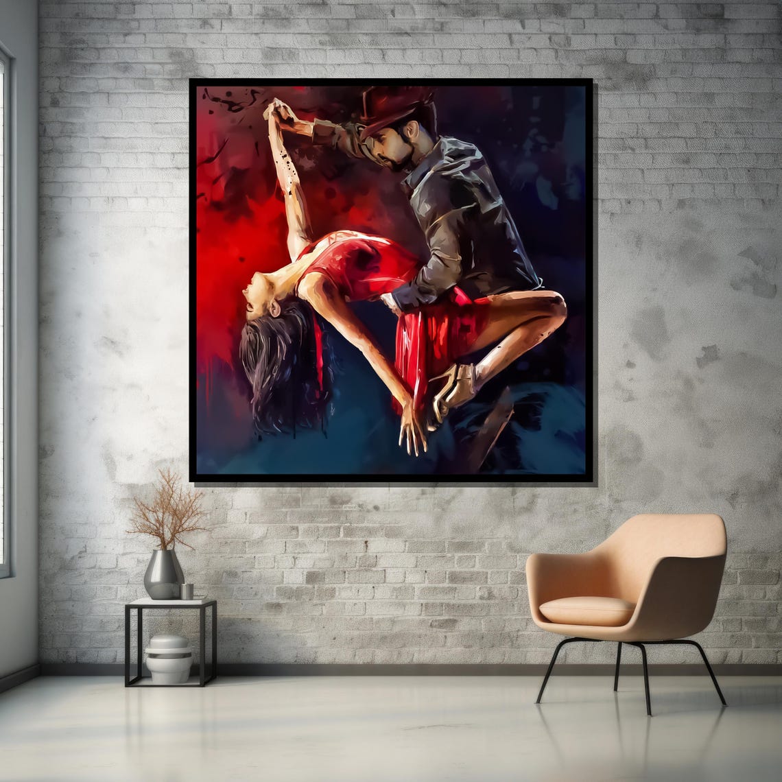 Timeless Tango A Couples Passionate Dance Frozen In Art Painting For Living Room - Image 5