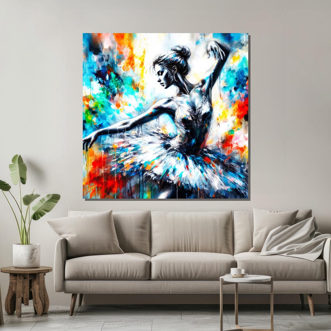Abstract Ballerina In Motion Colorful Dance Art For Modern Living Spaces Painting Home Decor - Image 2