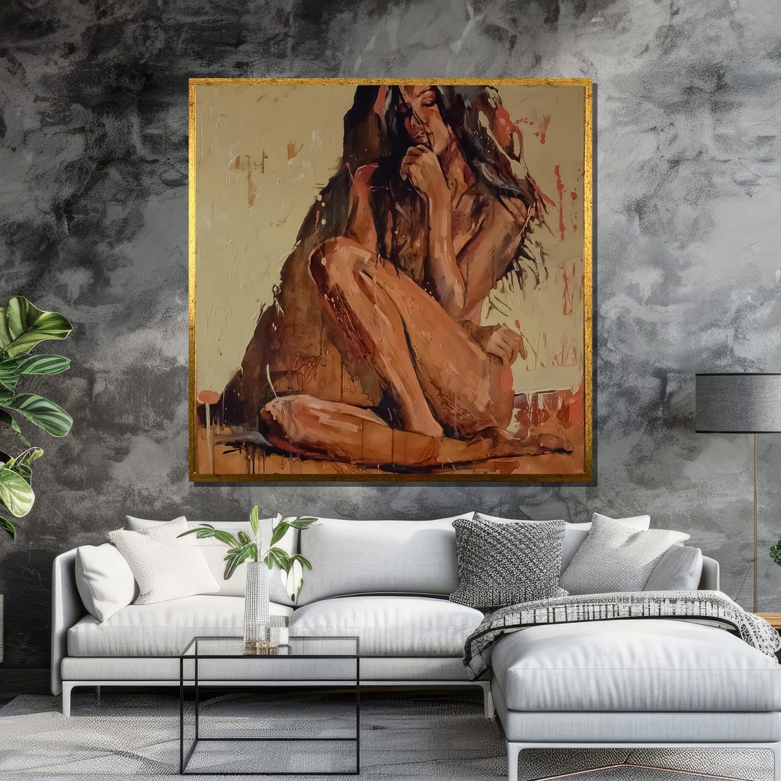 Seated Woman in Earth Tones Thoughtful Poster for Relaxing Home - Image 6