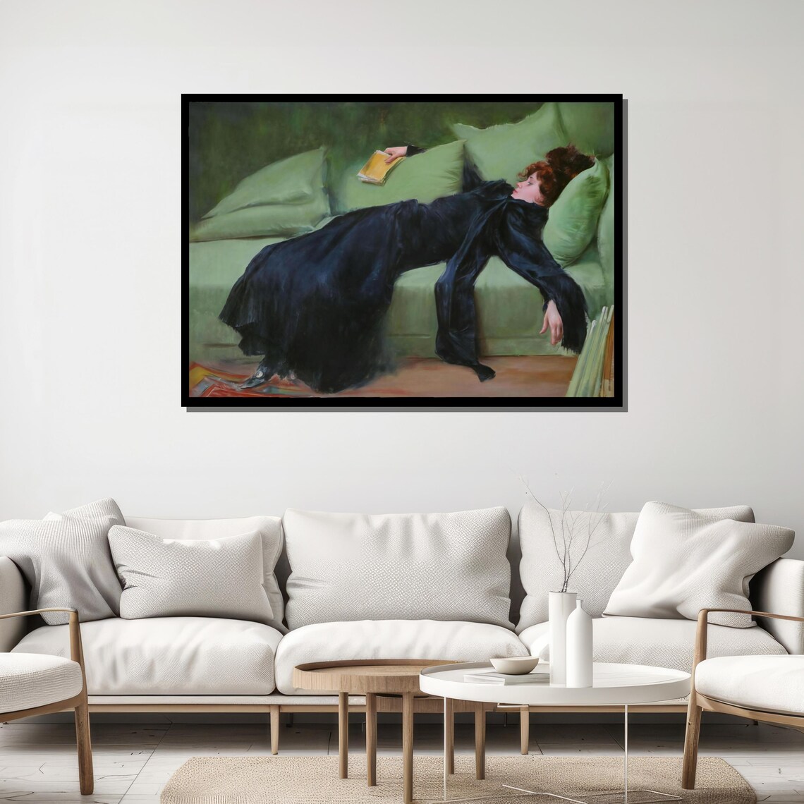 Ramon Casas Decadent Young Woman Reclining on Sofa 1899 Art Poster - Image 5