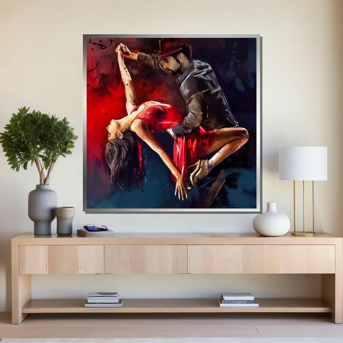 Timeless Tango A Couples Passionate Dance Frozen In Art Painting For Living Room - Image 4