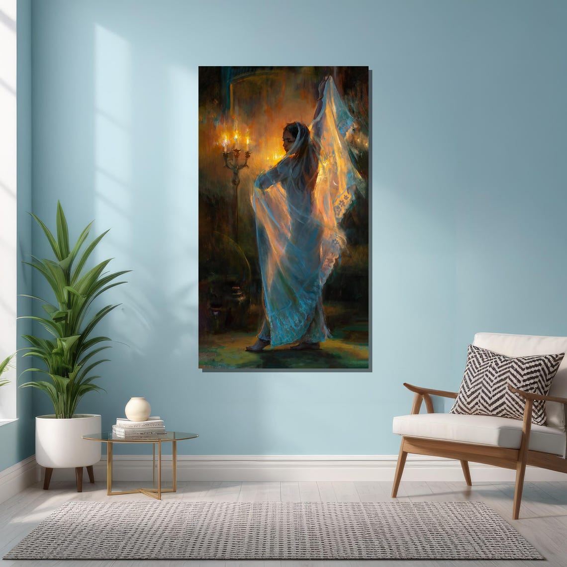 Elegant Flamenco Dancer Candlelight Spanish Gown Painting Art Poster - Image 3
