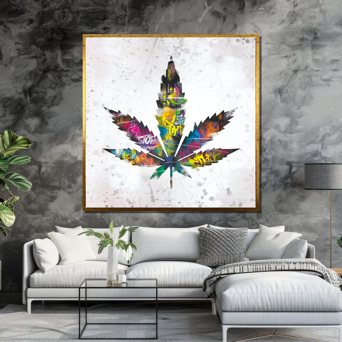 Cannabis Leaf Filled With Colorful Graffiti Designs Street Art Poster - Image 6