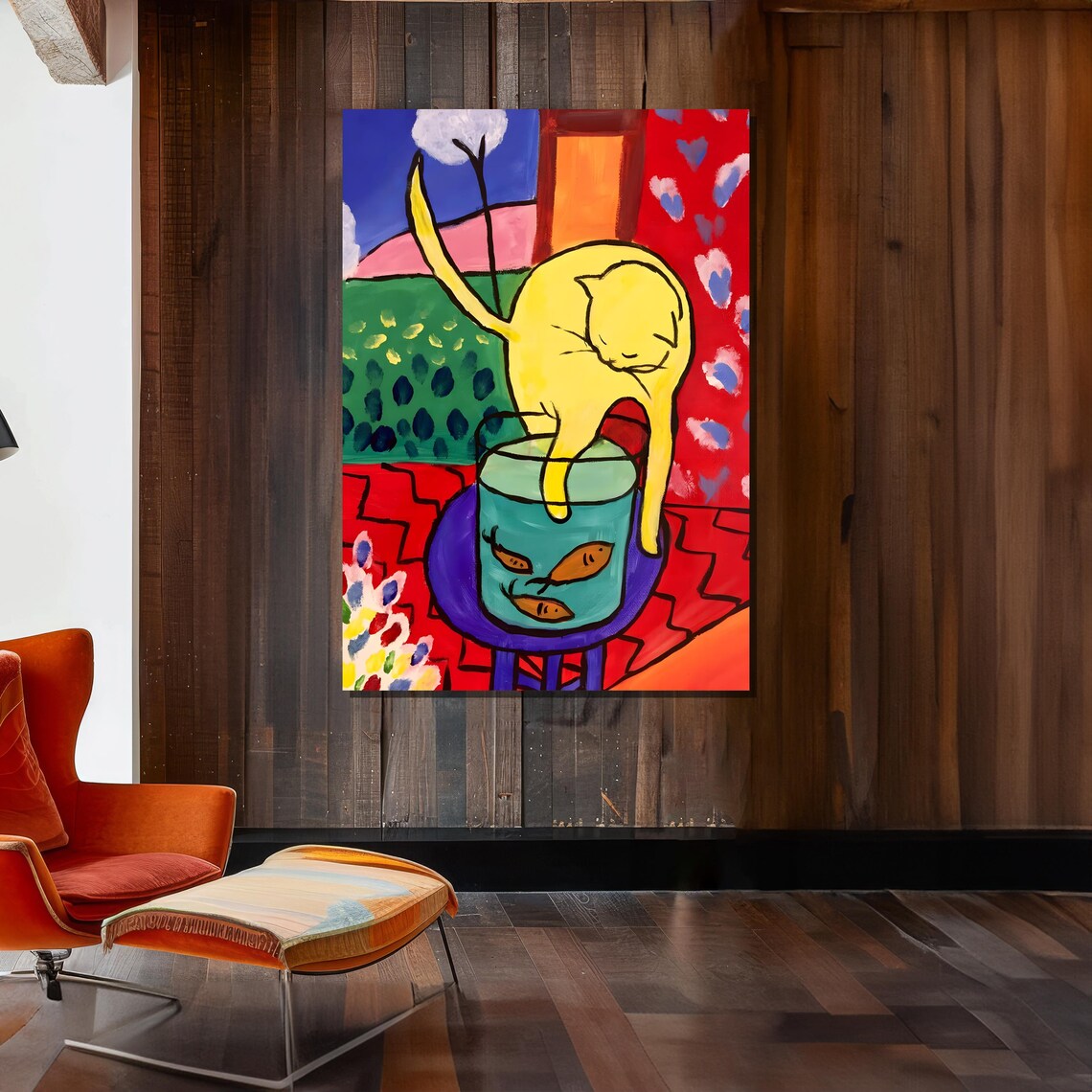 Henri Matisse Yellow Cat with Red Fish Bowl Fauvist Art Poster - Image 2