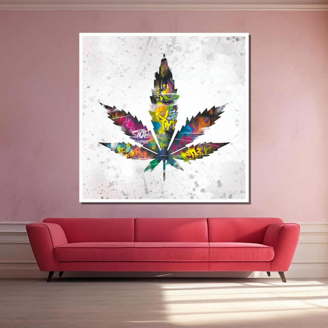 Cannabis Leaf Filled With Colorful Graffiti Designs Street Art Poster - Image 3