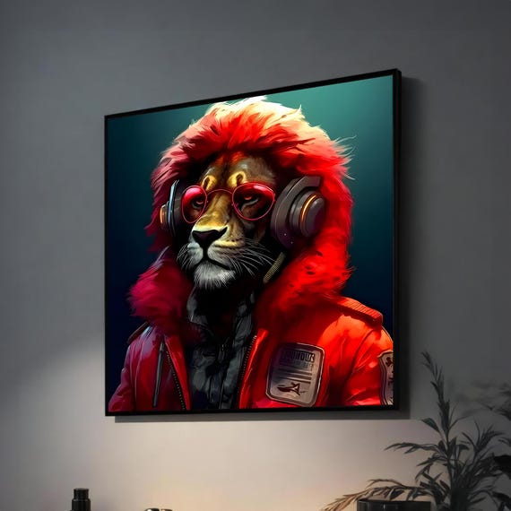 Stylish Lion Painting Art Majestic King Of The Jungle In Trendy Outfit A Bold And Unique Wall Decoration