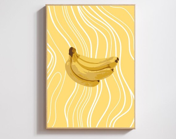 Groovy Banana Print Banana Print Banana Kitchen Print Banana Banana Kitchen Art Print Groovy Fruit Wall Art