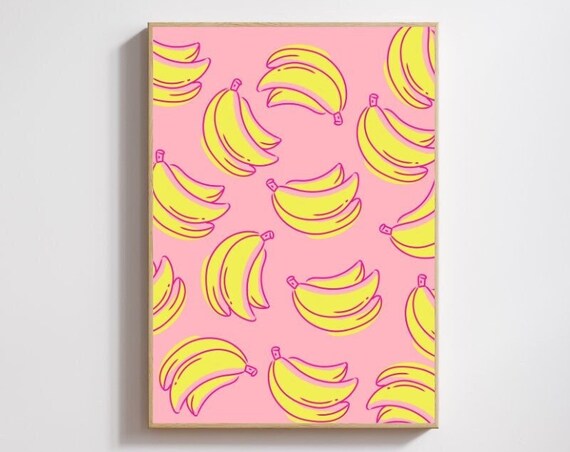 Totally Bananas Print Banana Print Banana Kitchen Print Banana Banana Kitchen Art Print Groovy Fruit Wall Art