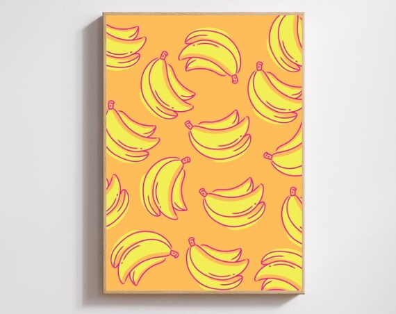 Totally Bananas Print Banana Print Banana Kitchen Print Banana Banana Kitchen Art Print Groovy Fruit Wall Art