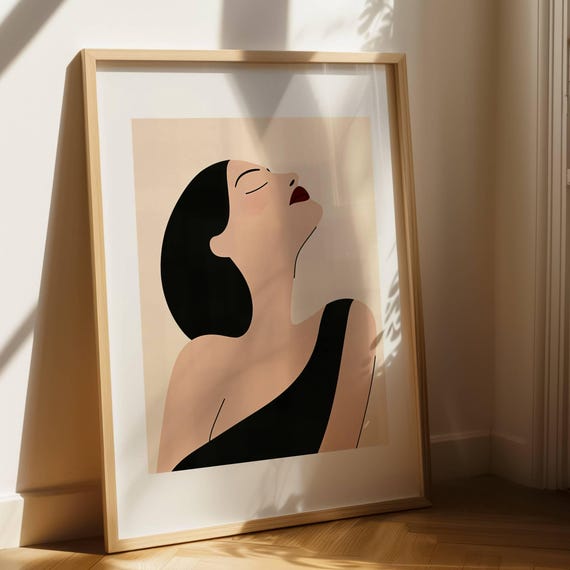 Minimalist Woman Portrait Modern Female Line Art Elegant Abstract Wall