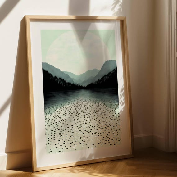 Minimalist Mountain Landscape Abstract Nature Wall Art Modern Scenic Print