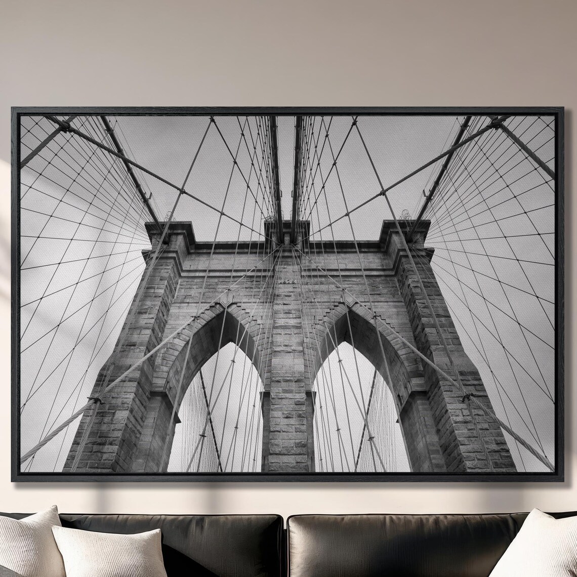Brooklyn Bridge Black and White Art Print, New York City