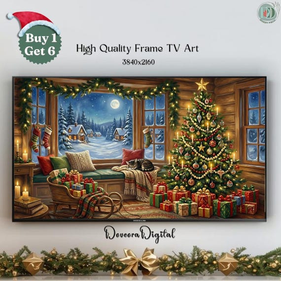Christmas Cabin Scene Samsung Frame Tv Art