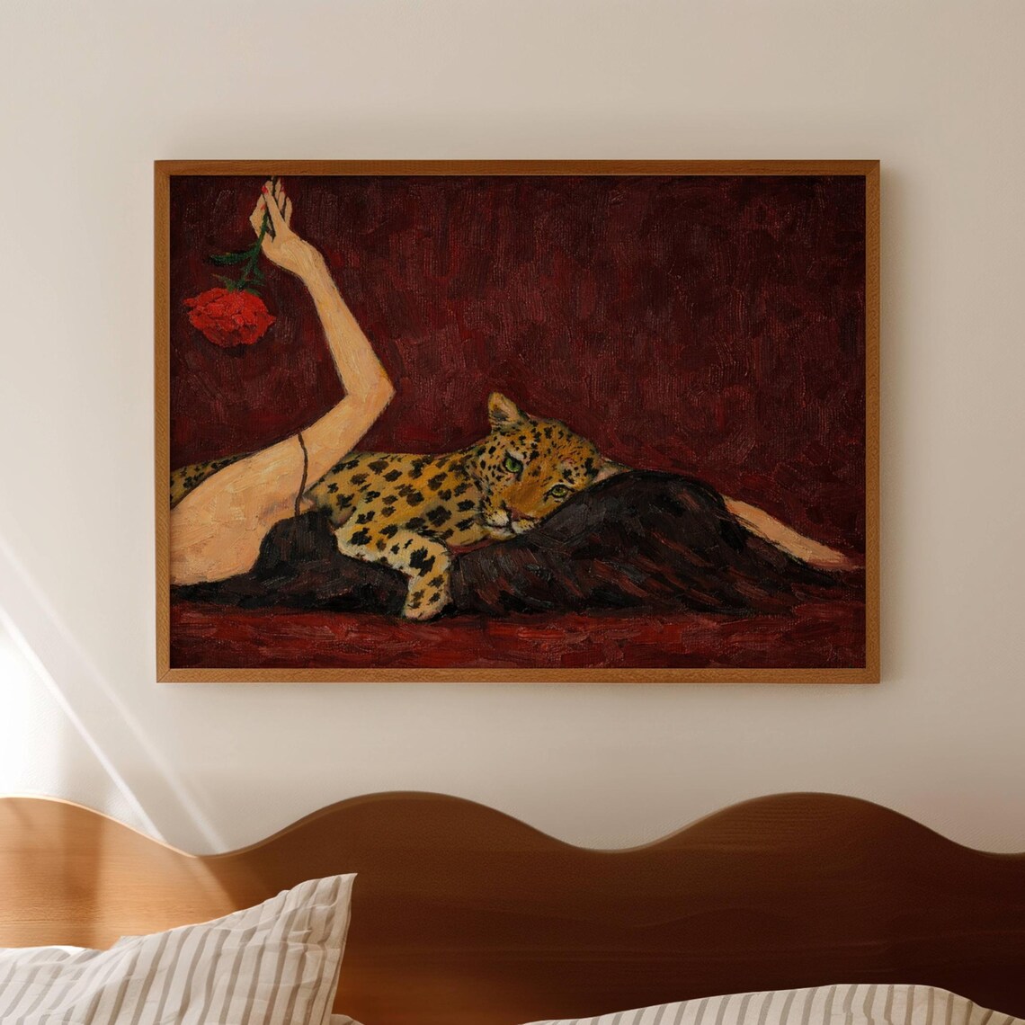 Abstract Woman With Leopard Oil Painting Poster