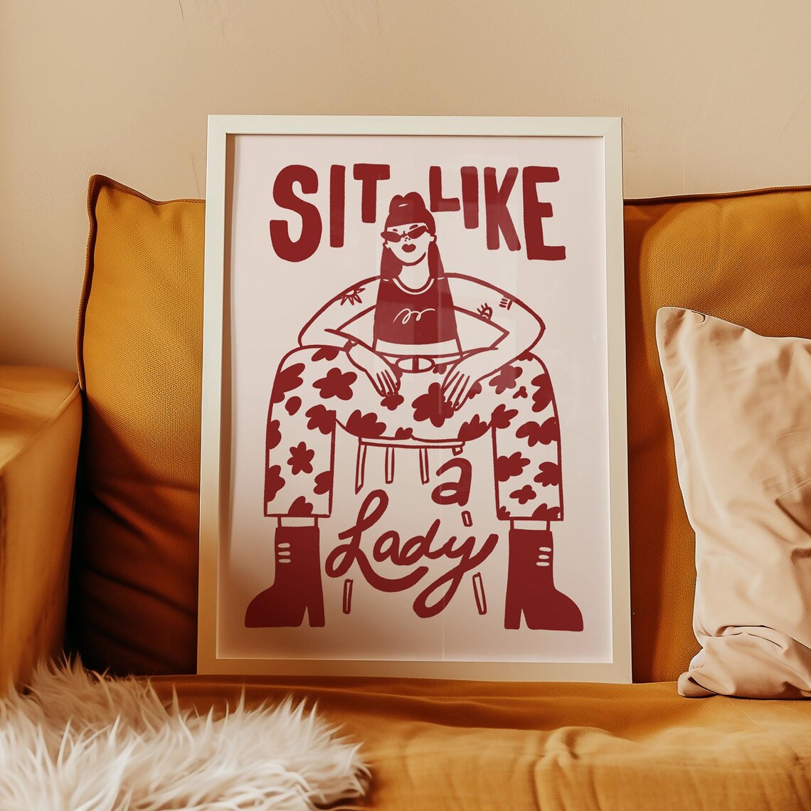 Sit Like a Lady Feminist Poster, Girl Power Print